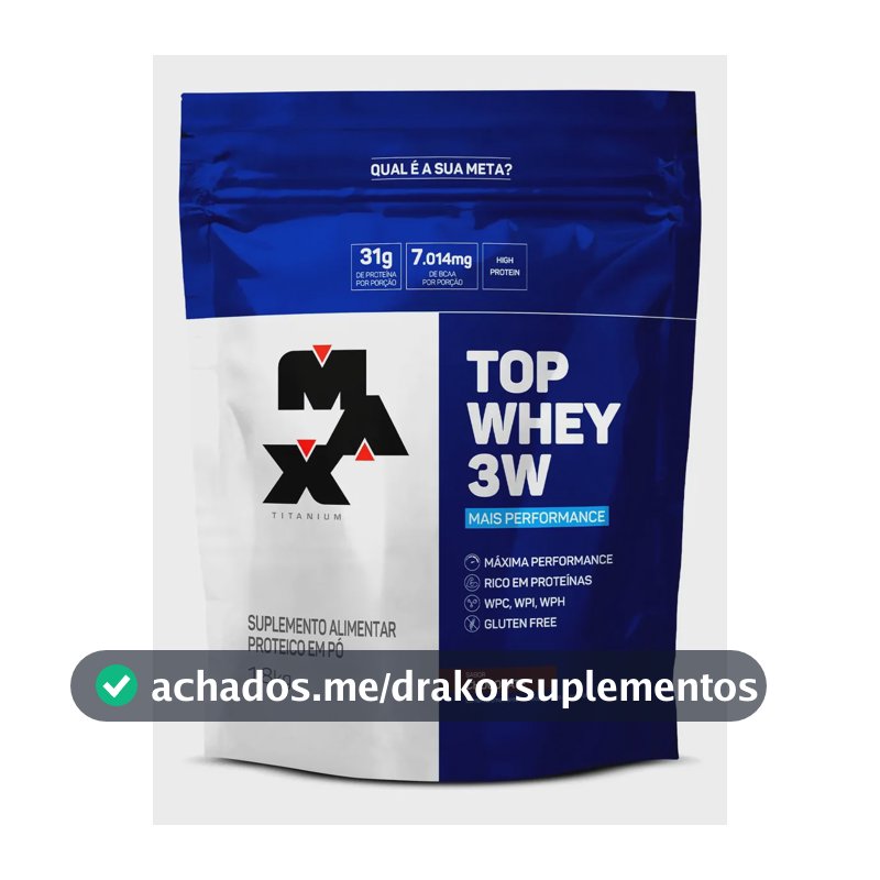 Top Whey 3w Protein Refil 1,8kg Max Titanium Sabor Chocolate