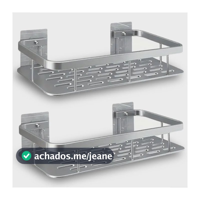Kit Suporte Porta Shampoo Sabonete Banheiro Adesivo Parede Prateado
