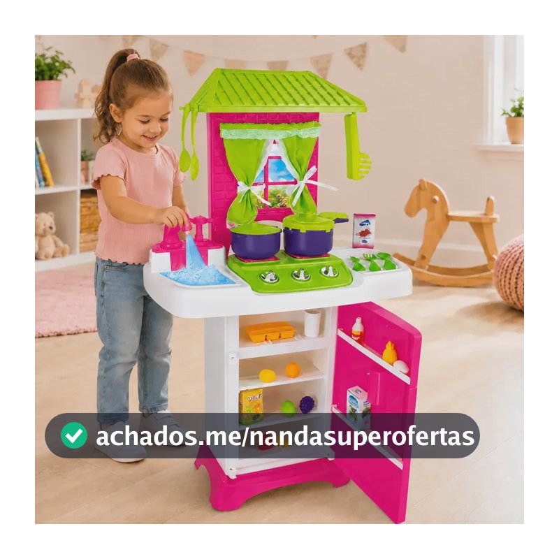 Cozinha Brinquedo Infantil Grande Completa Menina sai água Rosa