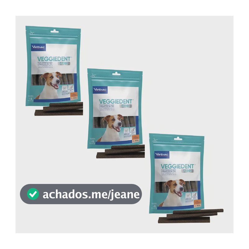 Kit 3 Veggiedent Fresh 15 Tiras Cães Pequenos Tecnologia FR3SH Virbac