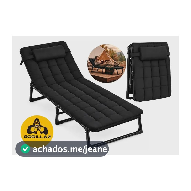 Cadeira Espreguicadeira Dobravel Cadeira De Praia Reforcada Preto