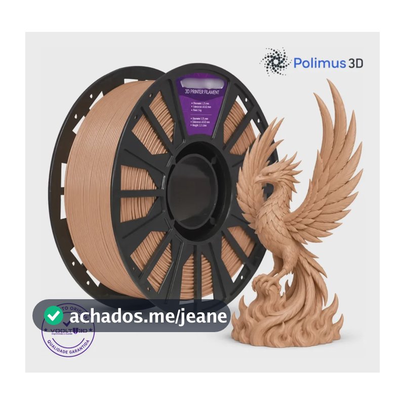 Filamento de Impressão 3D PLA Cor MARROM CAPUCCINO Velvet Efeito Fosco 1kg VOOLT3D High Speed Premium Para Imprimir Peças 3D Impressora 3D Modelagem Miniaturas Enfeites e Projetos By Polimus 3D