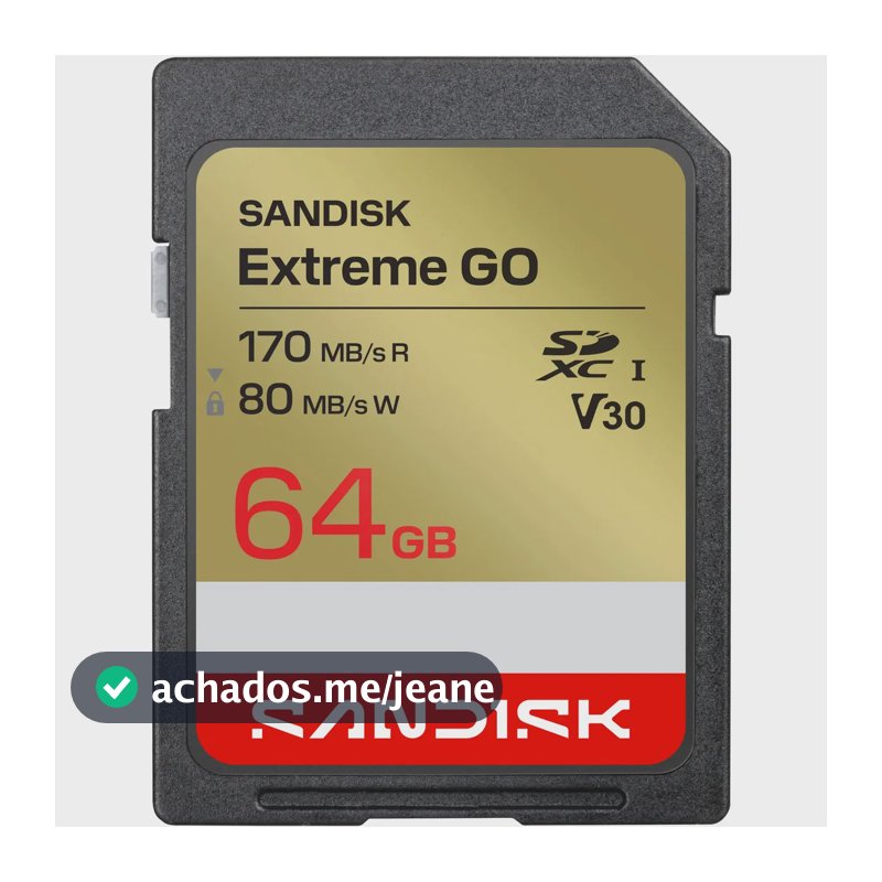 Cartão de memória Sandisk Extreme Go 64gb Sdxc UHS-i V30 170 MB/s