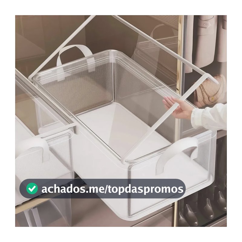 2 Cesto Durável Estrutura Reforçadas Empilhável Transparente Transparente
