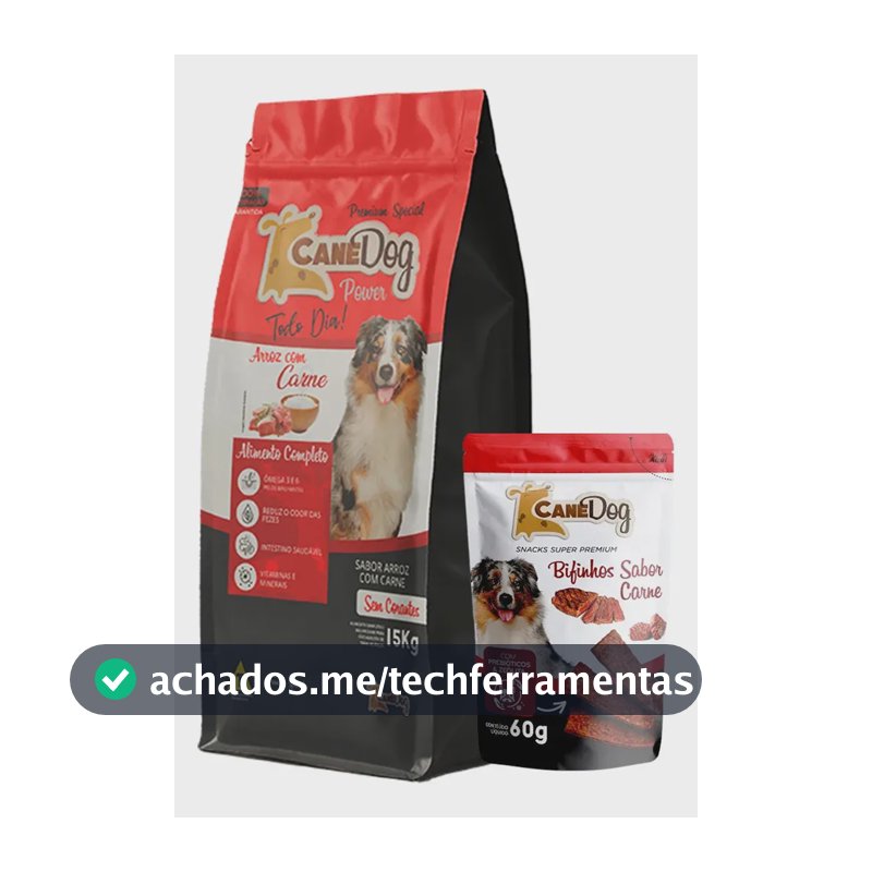Kit Ração Cachorro Premium Carne 15kg + Bifinho 60g Canedog