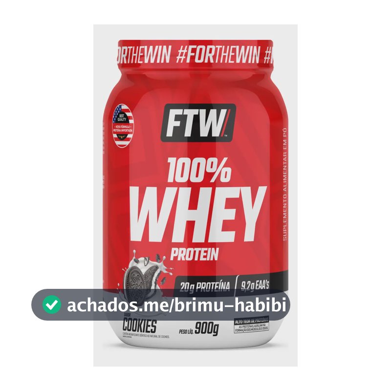 Whey Protein 100% Concentrado Pote 900g Sabor Cookies - FTW
