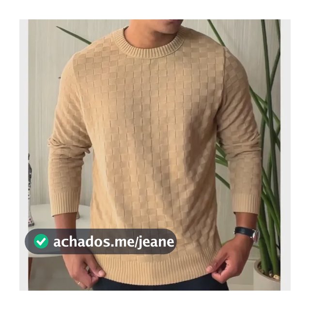 Blusa De Frio Masculina Trico Suéter Lã Gola Careca Xadrez