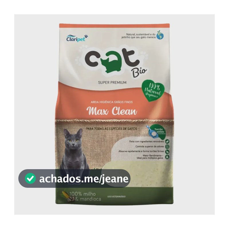 Areia Catbio Biodegradável 4 Kg - Max Clean - Grãos Finos