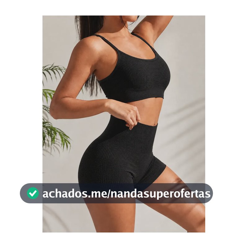 Conjunto Feminino Academia Top E Shorts Poliamida Demillus Preto Microfibra De Poliamida Sem Costura Veste G E Gg Toque Gelado , Secagem Rápida