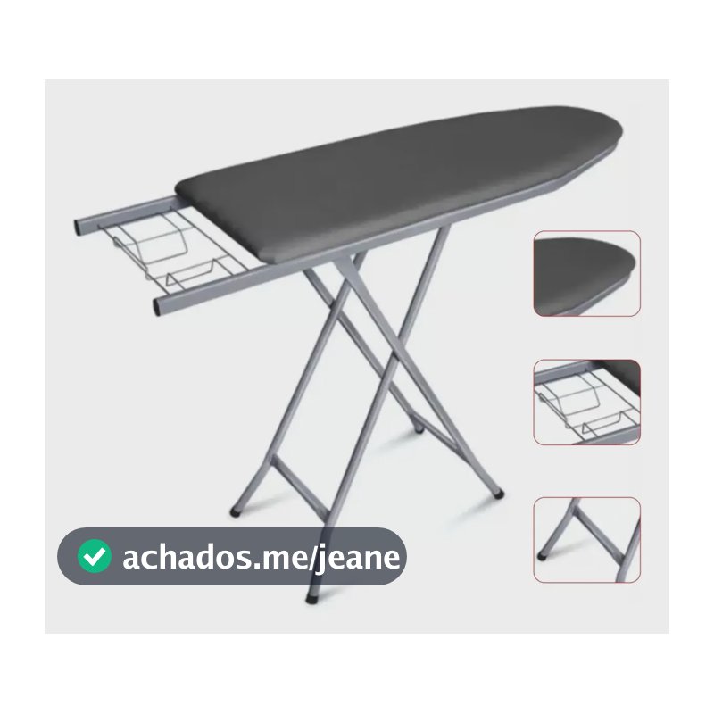 Tábua De Passar Roupa Grande Mesa Extra Passadeira Dobrável Liso Cinza-escuro