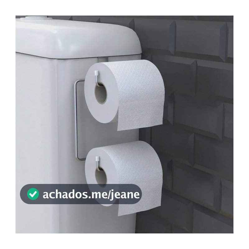Porta Papel Higiênico Duplo Para Caixa Acoplada Banheiro Prateado