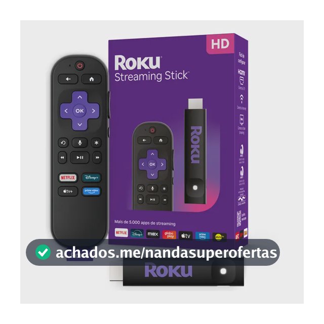 Roku Streaming Stick 2025 Para Tv Hd/fhd Controle Por Voz Preto De Voz 3ª geração 3840BR