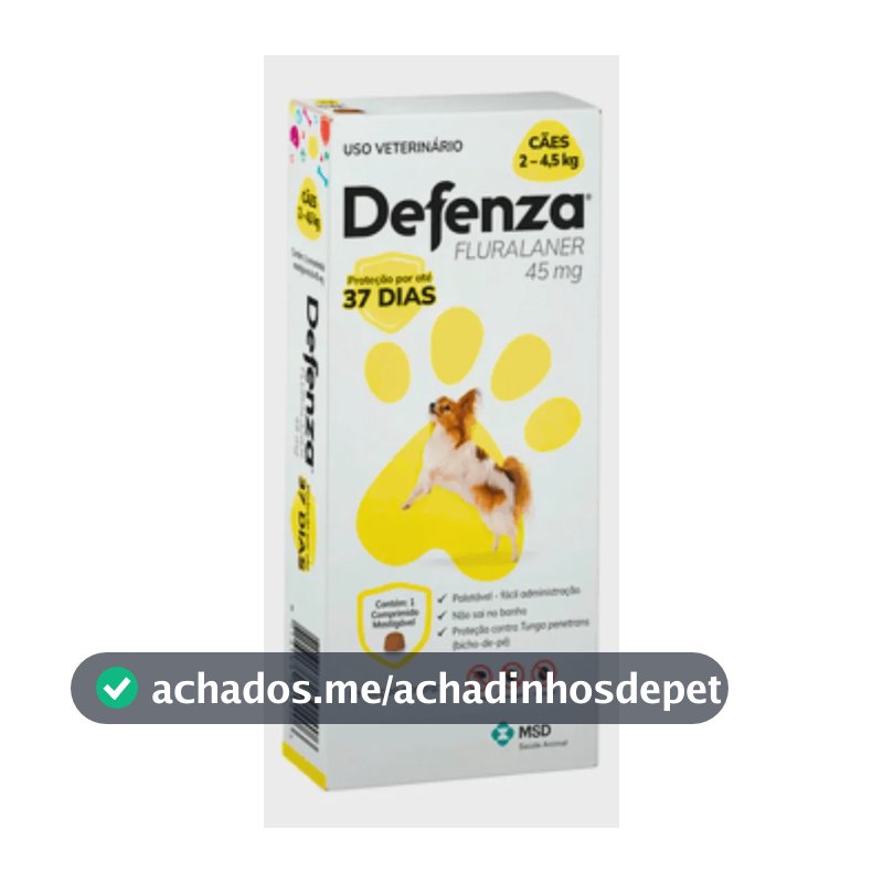 Antipulgas Defenza 45mg Cães De 2 A 4,5kg 1 Comprimido Msd