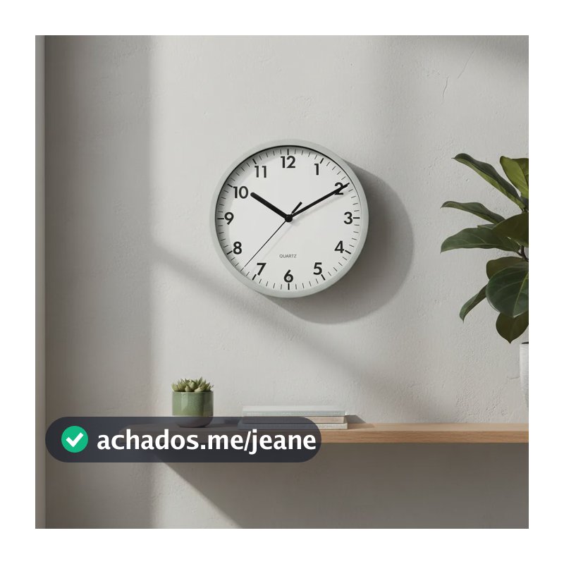 Relógio 20 Cm Redondo Analógico Cor Branco Decorativo Quartz Branco