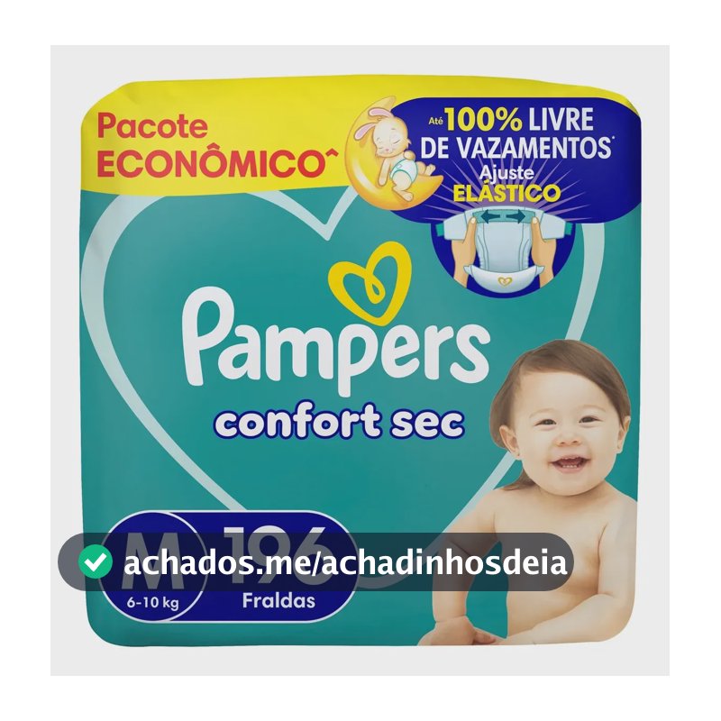 Fralda Pampers Confort Sec Tamanho M 196 Unidades