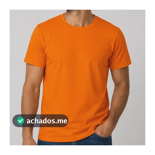 Camiseta Masculina Algodãopremium Lisa Laranja Camisa Básica