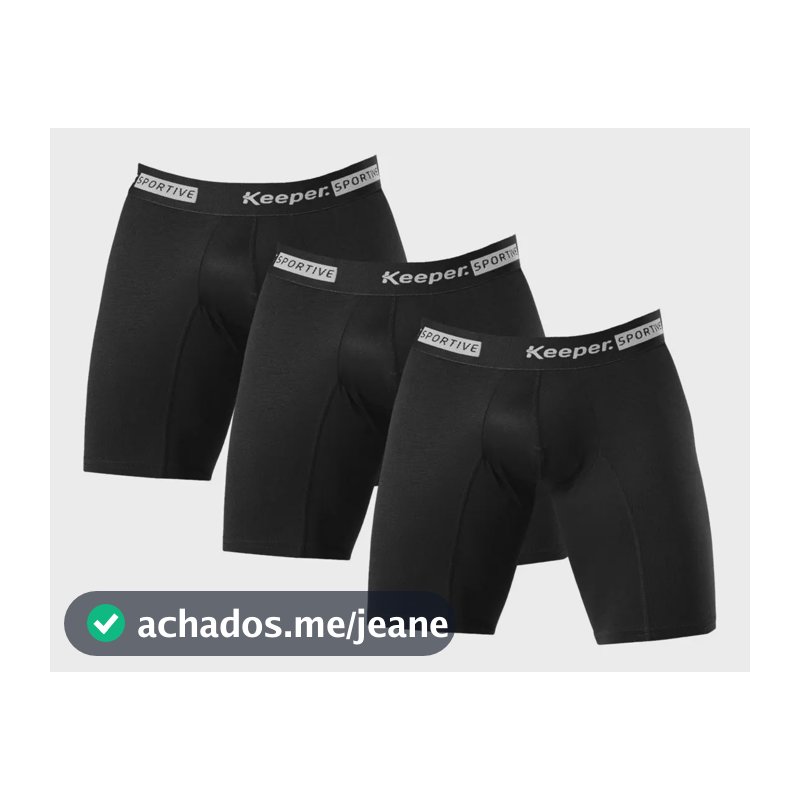 Kit 3 Cueca Compressao Longa Keeper Corrida Running Bike Preto Gg -50/52