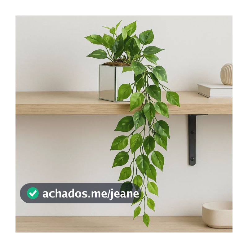 Jiboia Artificial 90cm Vaso Espelho Decoração Moderna Mesclada