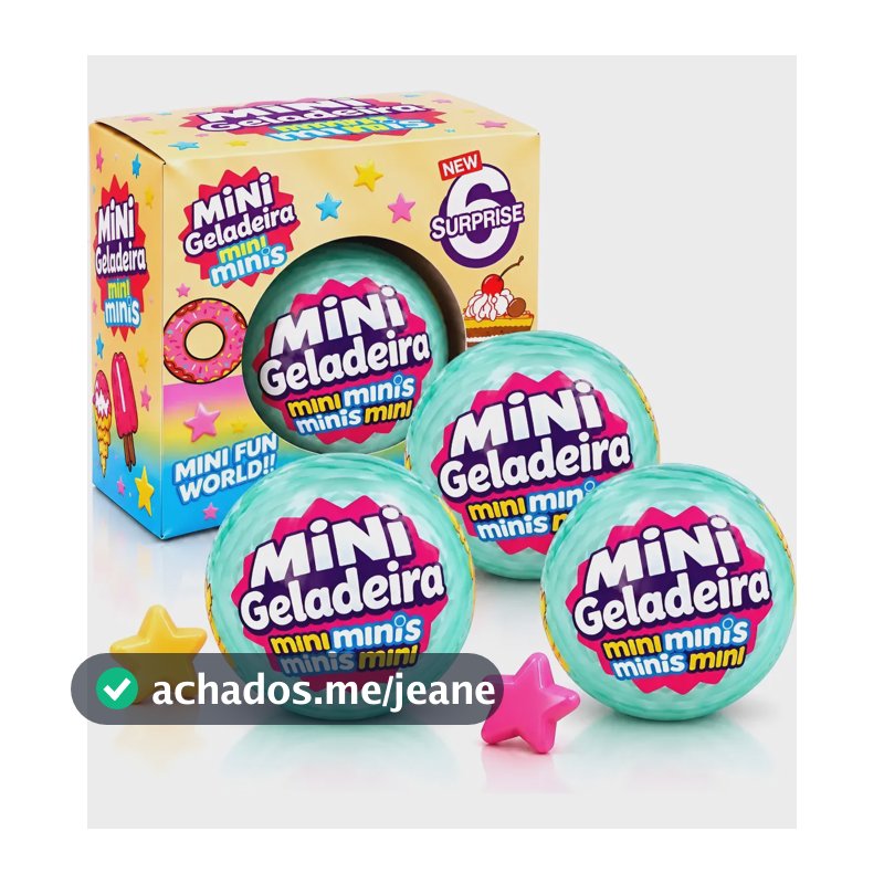 Kit 3 Bolas Surpresas Mini Minis Brands Para Mini Geladeira Azul