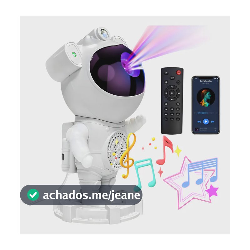 Luminária Noturno Robô LED USB Bluetooth Som Controle Remoto Branco Preto Bivolt