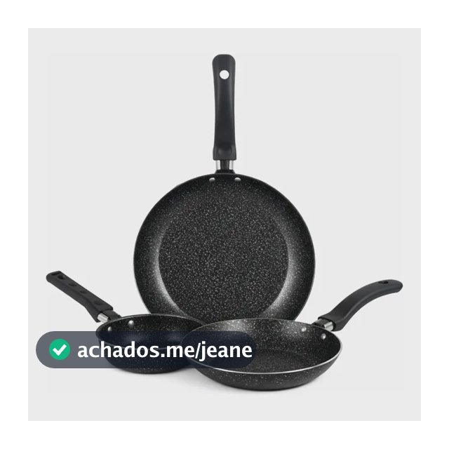 Jogo De Frigideiras Francesas 3 Peças 14 18 24cm Preto Nacional