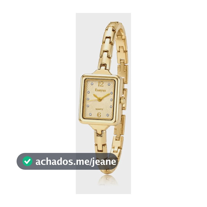 Relógio Feminino Quadradinho Pulseira Em Aço Fina Original Dourado