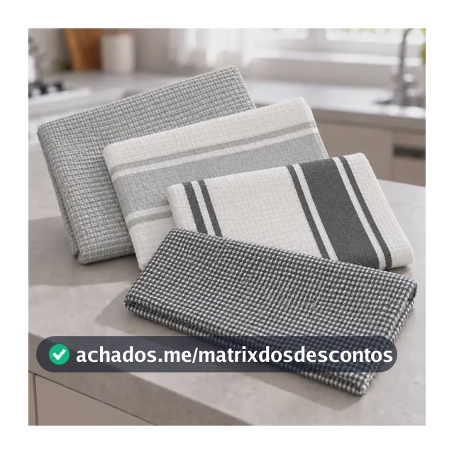 Pano De Copa Felpudo Atoalhado Algodao Prato Absorve Devith Cinza Listras