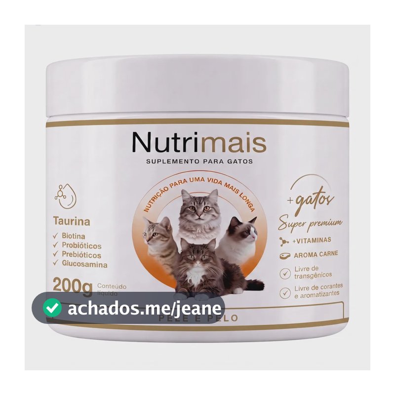 Suplemento Gatos Nutrimais Pele e Pelo Probióticos Todas as Raças e Idades 200g