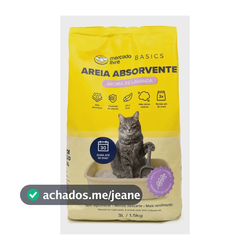 Areia Sanitária Gatos Lavanda 1,5Kg Mercado Livre Basics