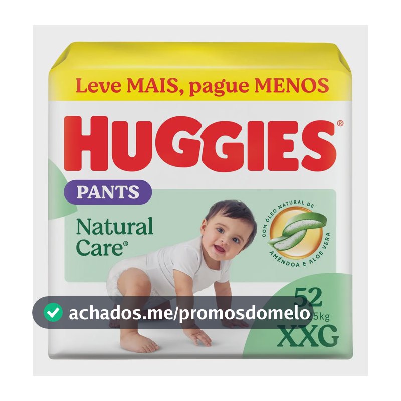 Huggies Fralda Pants Roupinha Premium Natural Care XXG - 52 Unidades