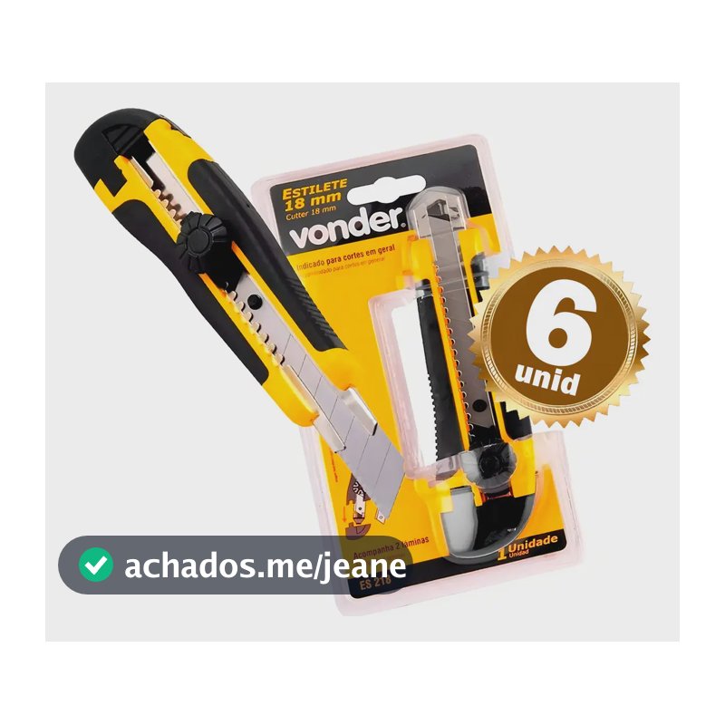 Kit 6 Estiletes Profissional Vonder Atacado Com Trava 18mm