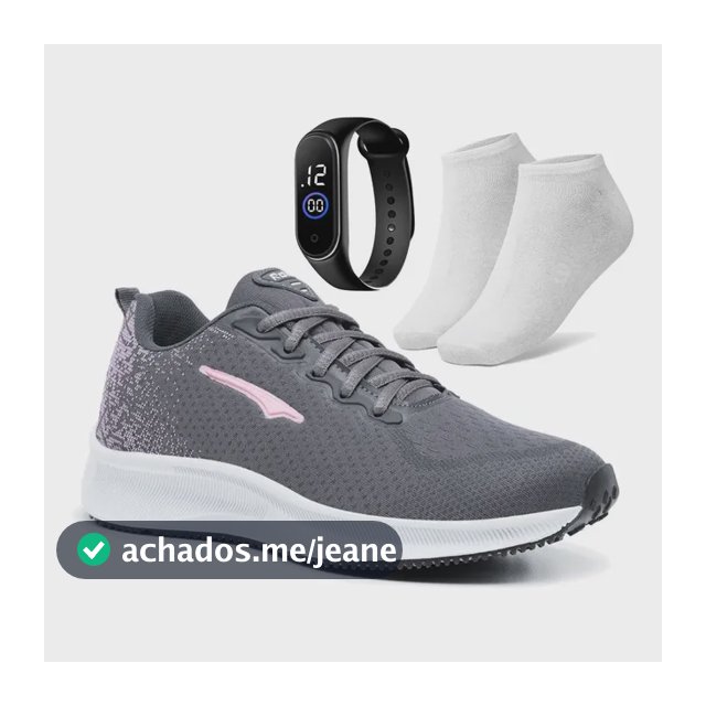 Kit Tênis Feminino De Caminhada Academia C/ Relógio E Meia