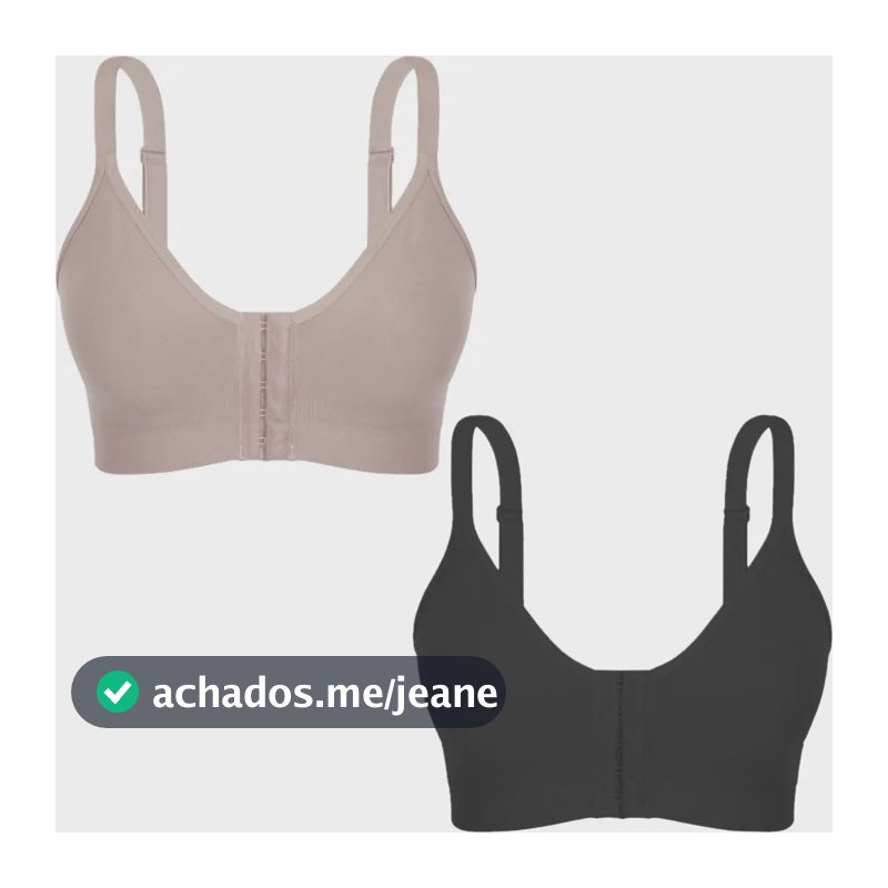 Kit 2 Sutiãs Pós Cirúrgico Abertura Frontal Mamoplastia Bege M