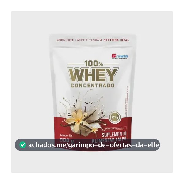 100% Whey Concentrado 900g Growth Supplements Baunilha