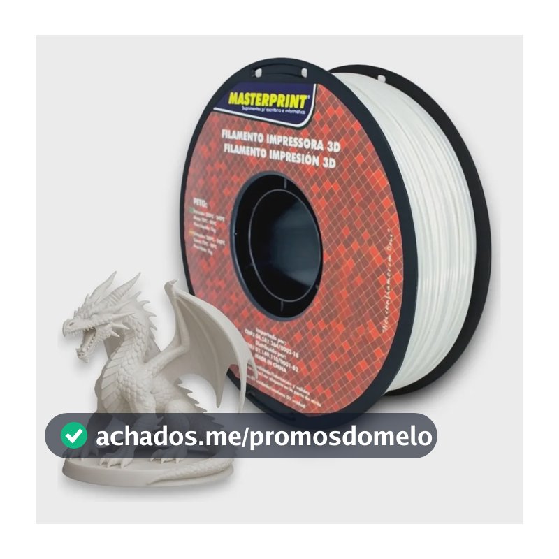 Filamento Impressora 3d Masterprint Petg 1.75mm 1kg Branco