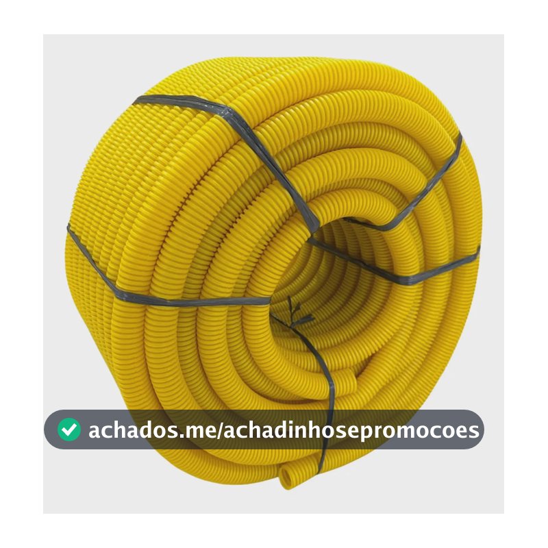 Mangueira Conduite Amarela Corrugada 3/4 Rolo 50m Amarela Reforçada