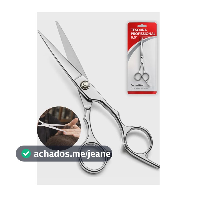 Tesoura Aço Inox Profissional Barbearia Fio Laser Cabelo 6.5