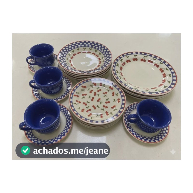 Aparelho de Jantar Cerâmica Biona Donna Jardim de Cerejas 20 Peças