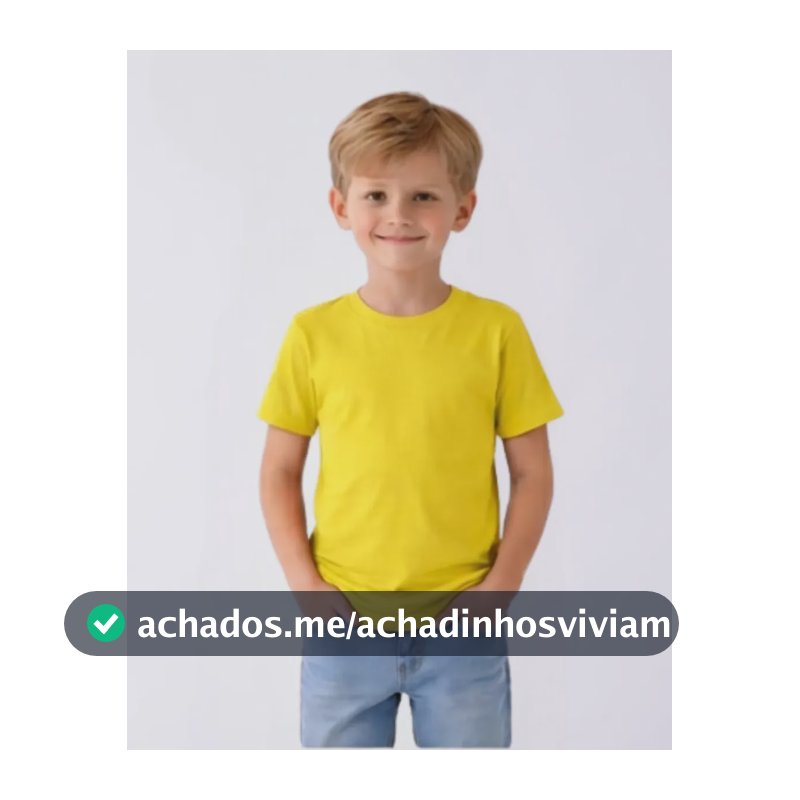 Camiseta Infantil 100% Algodão Criança Lisa Básica Cores Amarelo 10