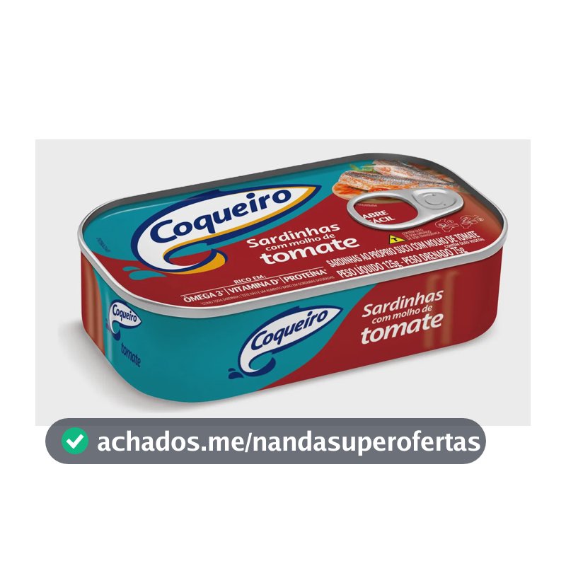 Sardinha com Molho de Tomate Coqueiro Lata 125g