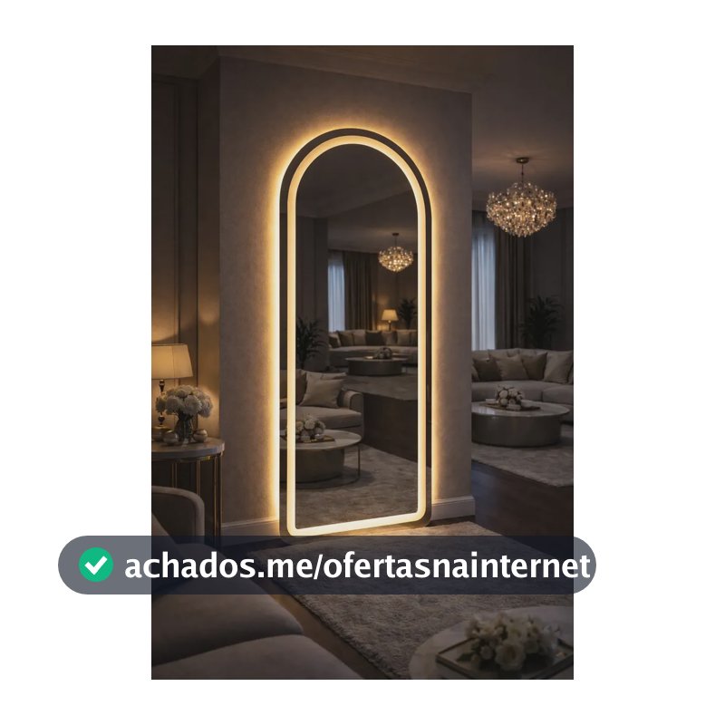 Espelho Orgânico Luxo 170cm Led Bivolt Quente 3000k Decorativos Led Jateado Polido Corpo Inteiro Para Usar Em Sala Closet Quarto Camarim Hall Salão Banheiro Iluminação Moderno Premium E13 Vmex