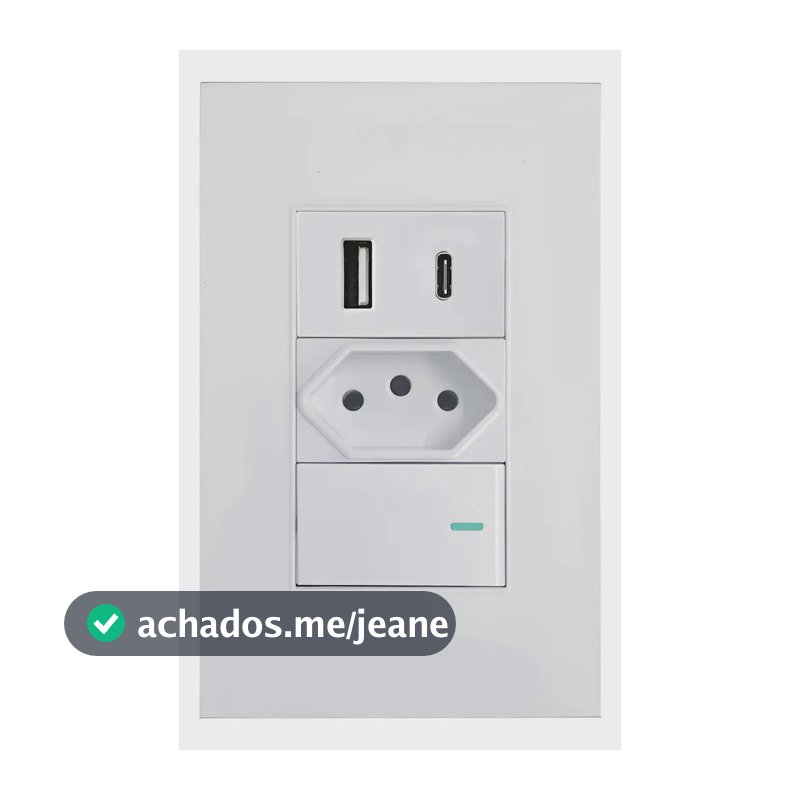 Tomada Interruptor Paralelo + Usb Tipo C De Parede Universal Branco