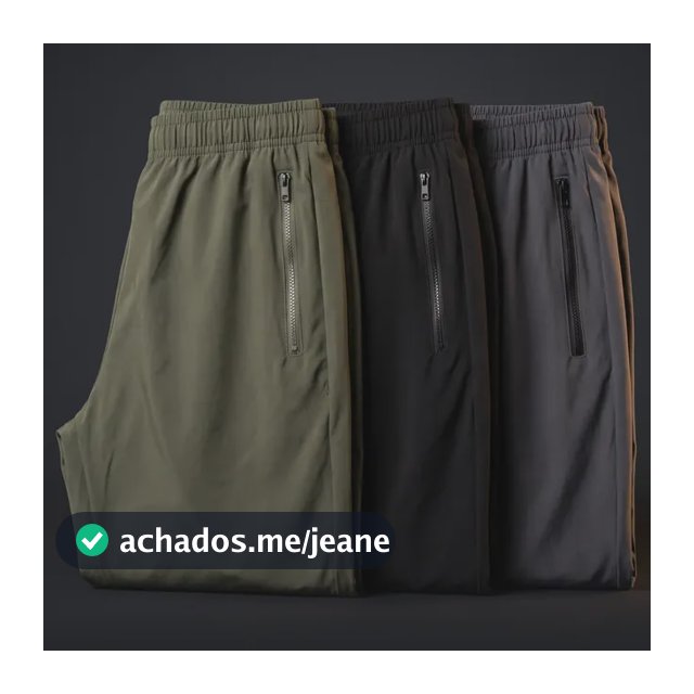 Kit 3 Calças Masculina Tactel Leve Bolso Zíper Premium Verde | Preto | Chumbo Lisa G