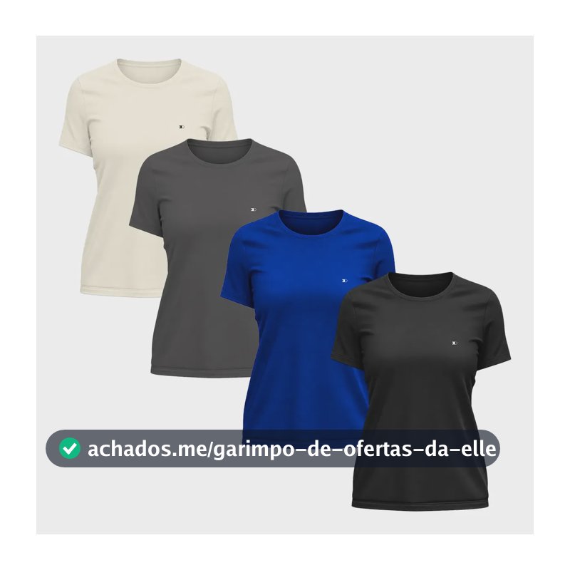 Kit 4 Camisetas Dry-fit Sandrini Baby Look Feminina Academia Cinza/preto/royal/branco Liso M
