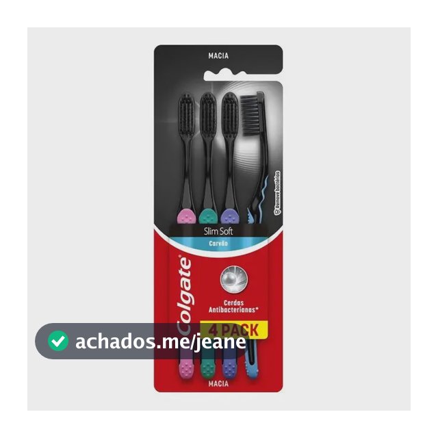 Kit de Escovas De Dentes Colgate Slim Soft Black Com 4 Unidades