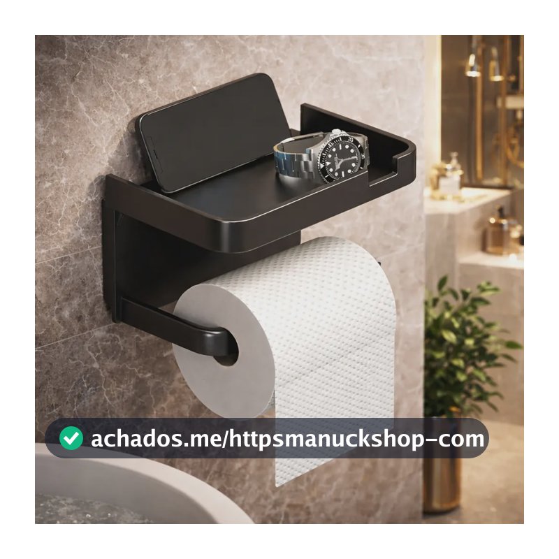 Suporte Papel Higiênico Adesivo de Parede com Prateleira Porta Celular Sem Furo Ligeiro