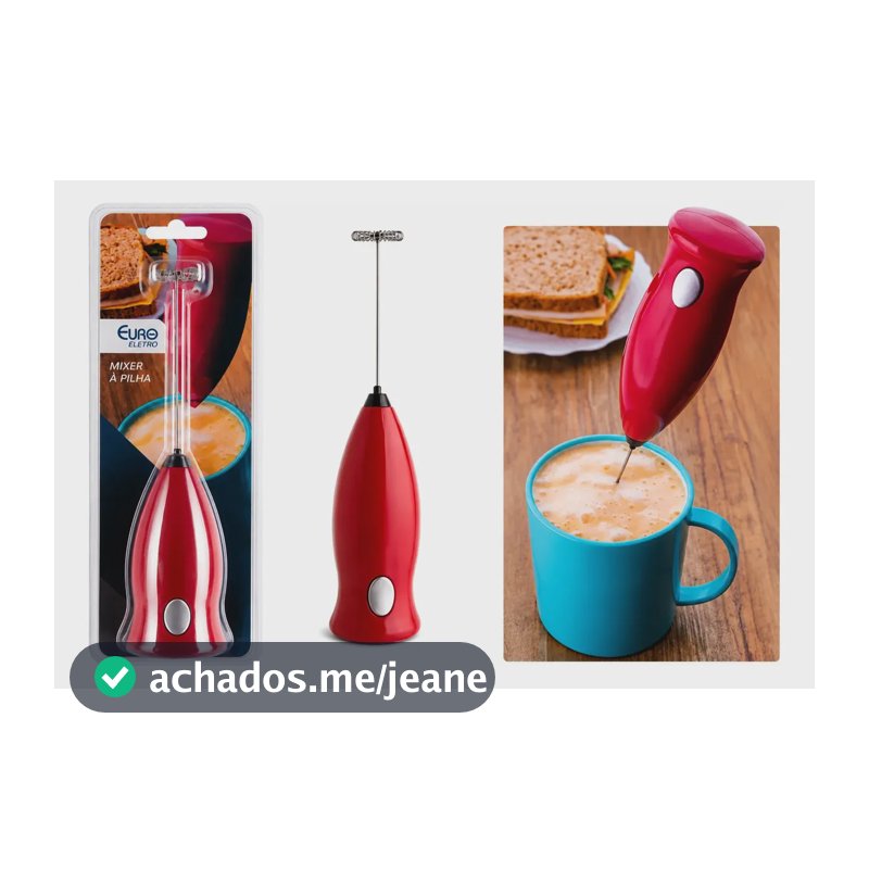 Mixer Em Abs E Inox Pilha Multiuso Vermelho - Euro