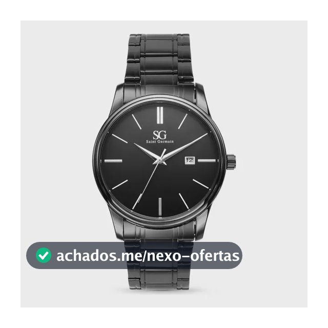 Relógio Chroma Masculino Preto Saint Germain Clássico Caixa Preta Detalhes Prata 42mm