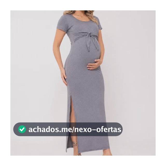 Vestido Longo Gestante Com Abertura Para Amamentação