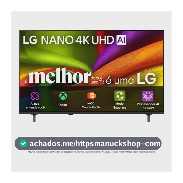 Smart TV 4K 65" LG NANO UHD AI NU850 2026 Processador α7 Ger9 HDR10 Xbox Bluetooth Wi-Fi AI Search Google Gemini webOS 26 - 65NU850BPSA